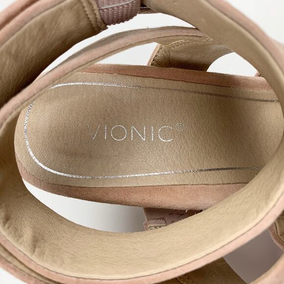 Vionic Blaire Sandals Heels Pink Suede Ankle Strap Strappy Women's 9.5 - Picture 5 of 11